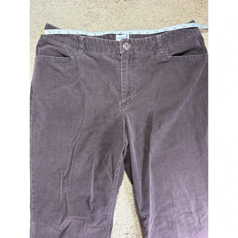 Chicos Corduroy Pants Women 2.5/14 Short Brown Mid-Rise Bootcut Pockets‎ 90's